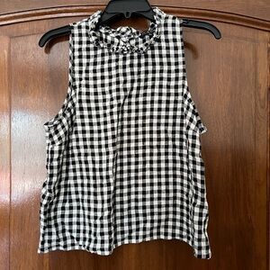 J. Crew Black and White Sleeveless Linen Tank Top
